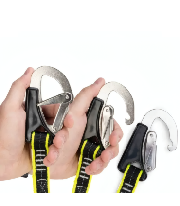 Longe élastique 1.5m avec 3 mousquetons double-sécurité
