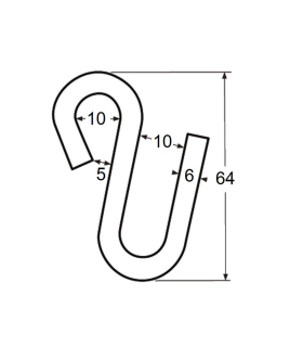 Crochet S inox 6x80mm