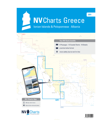 Carte NVCharts - GR1 - Ionian Islands & Peloponnese to Albania