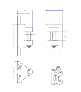 Chariot de latte simple intermédiaire pour rail HS 30mm