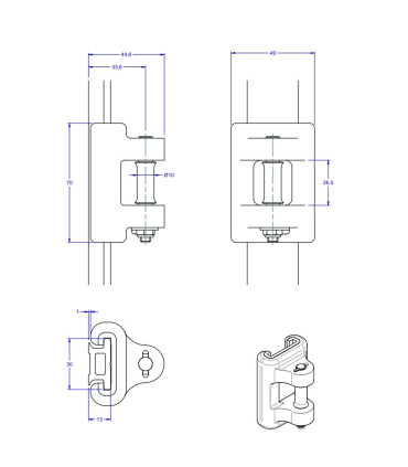 Chariot de latte simple intermédiaire pour rail HS 30mm