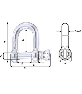 Manille droite 8mm libre forgée inox HR