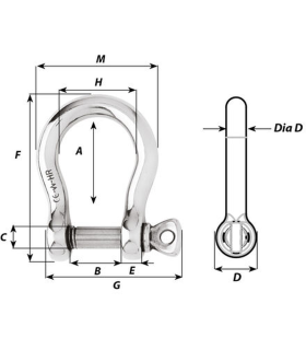 Manille lyre Ø8mm libre forgée inox HR