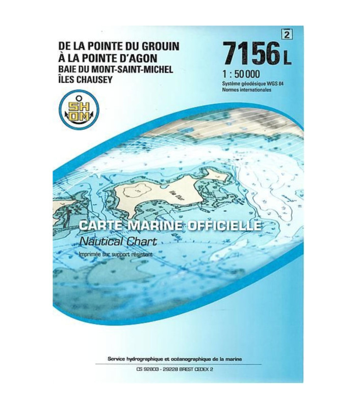Carte SHOM 7156L - De la Pointe du Grouin à la Pointe d'Agon - Baie du Mont-Saint-Michel & Iles Chausey