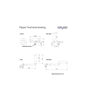 Manivelle de Winch Flipper 204mm Pliable 4 Positions
