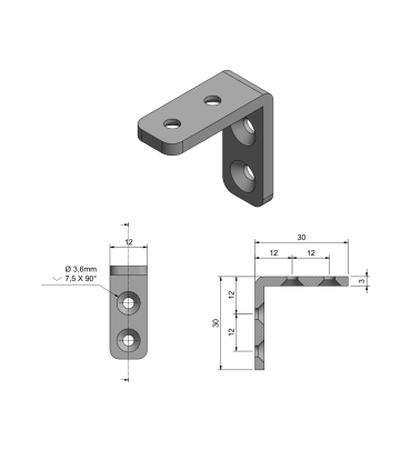 Equerre inox 30x30mm A2 (la paire)