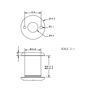 Écubier fileté haut/bas alu 8mm (17-22mm)