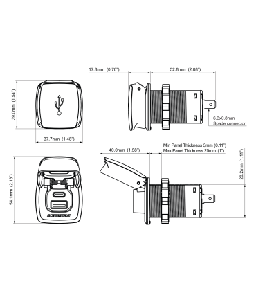 Prise USB Étanche Flip Pro Double USB-A USB-C