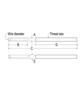 Embout fileté à sertir Type 1 4mm (5/32T) cable 1/4 filetage