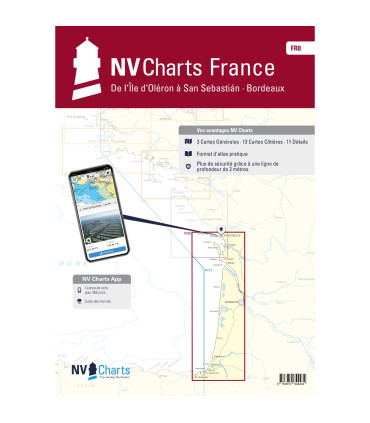 Carte NV Charts - FR8 - De l'île d'Oléron à San Sebastián - Bordeaux