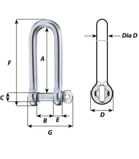 Manille longue 4mm imperdable forgée inox