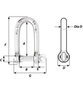 Manille longue 4mm libre forgée inox