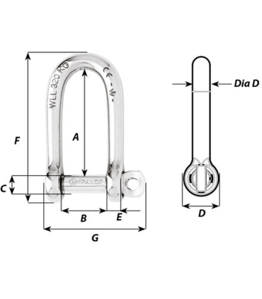 Manille longue 4mm libre forgée inox