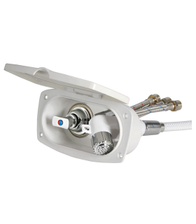 Coffret douche New Edge blanc tuyau PVC 2,5 m Sortie douche transversale