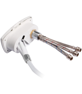 Coffret douche New Edge blanc tuyau PVC 2,5 m Sortie douche transversale