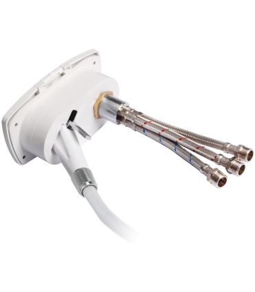Coffret douche New Edge blanc tuyau PVC 2,5 m Sortie douche transversale
